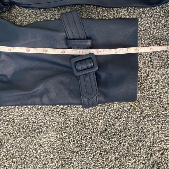 Santinni Navy Leather Trench Coat (Size Medium) - Picture 8 of 8